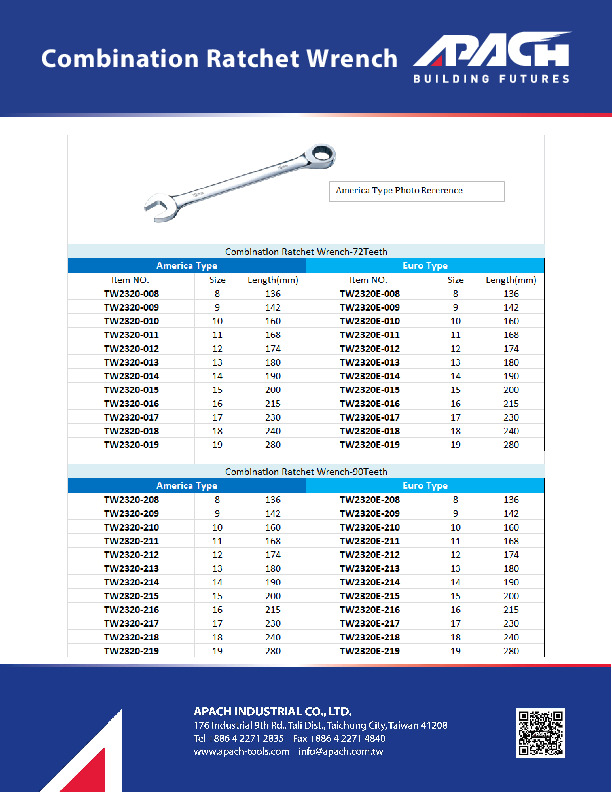 APACH-Combination Ratchet Wrench