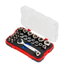 NUZAMAS Upgraded 40pcs Socket Wrench Socket Set 1/4 3/8 Reversible Ratchet Handle DR Drive Ratchet Wrench BitsTool with Case